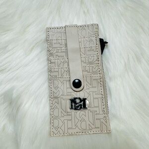 Badgley Mischka cream monogram vegan leather card holder